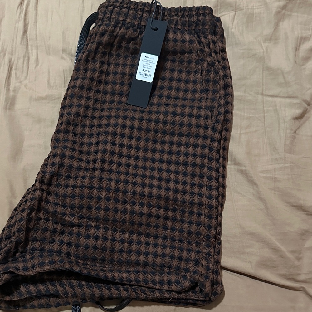 Fashion Nova Brown and Black Flat Front Men Shorts